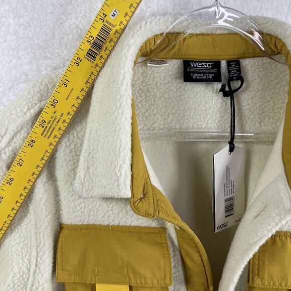 WESC NWT Sweden Sherpa Cargo Shacket Unisex Men XL Women XXL Color Block Jacket - Picture 14 of 16